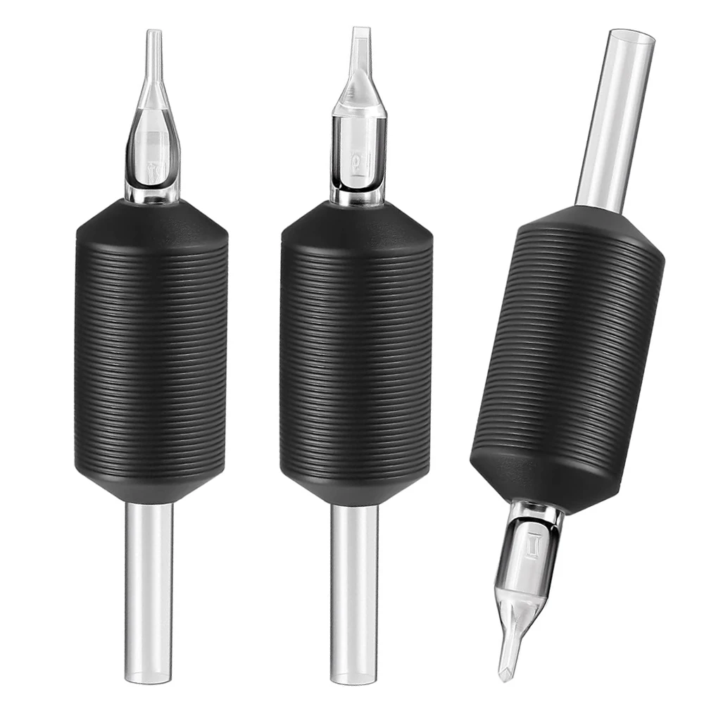 5-20 قطعة 25 مللي متر المتاح الوشم القبضات أنبوب الأسود سيليكون الوشم القبضات مع نصائح واضحة 3R 5R 7R 9R البلاستيك 1 بوصة قبضة الوشم #1