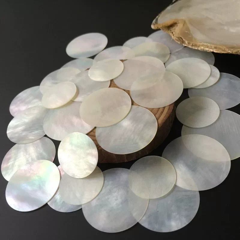 5pcs/lot 26/28/30mm Diameter Round White Natural Mother of Pearl Shell Sheet DIY Accessories and Inlay Carved Material