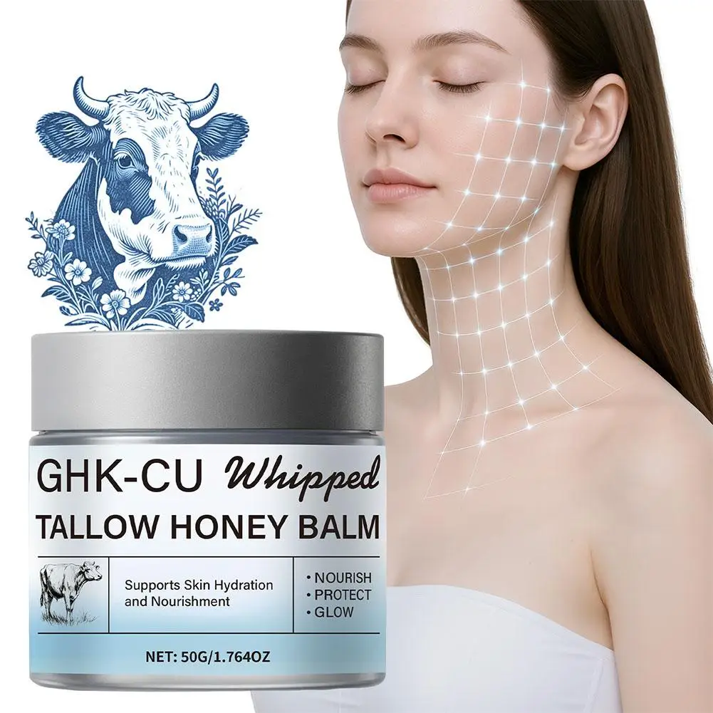 Copper Peptides GHK-Cu Beef Tallow Face Cream Balm Manuka Honey Face and Body Moisturizer for Mature, Dry Sensitive Skin Care