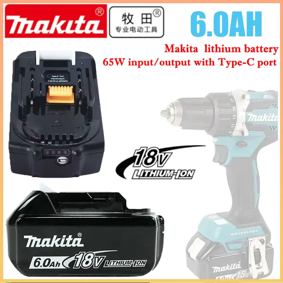 

Makita 18V lithium battery with type-c port 65W input/output suitable for Makita BL1860 BL1850 BL1860B in the Makita model