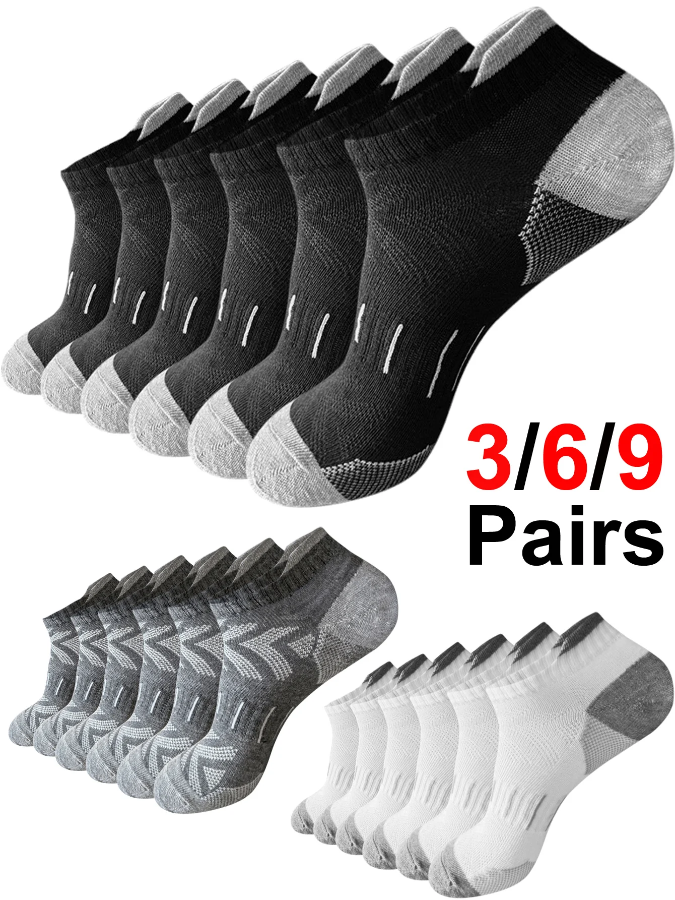 9Pairs Men Marathon Running Socks Comfortable Sweat Absorbing Breathable Wear-Resistant Mesh Football Basketball Sports Socks