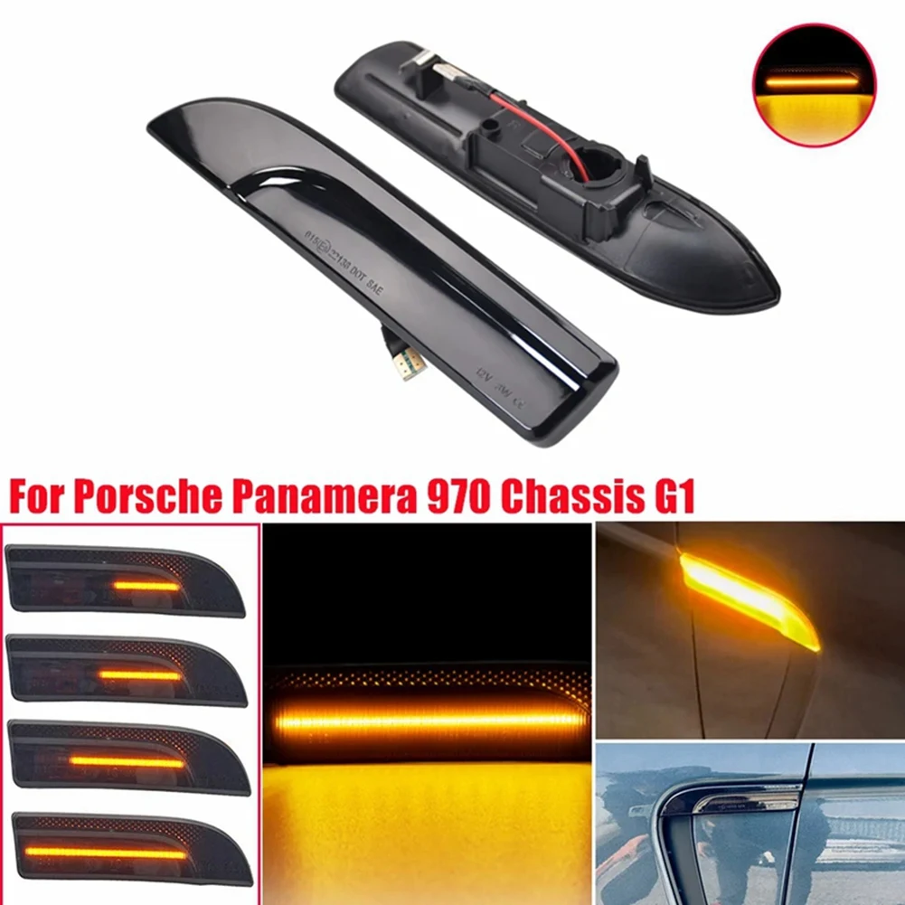 Luz LED de posición lateral, lámpara de guardabarros de flujo para chasis Porsche Panamera 970, intermitentes dinámicos G1 97063103302 97063103402