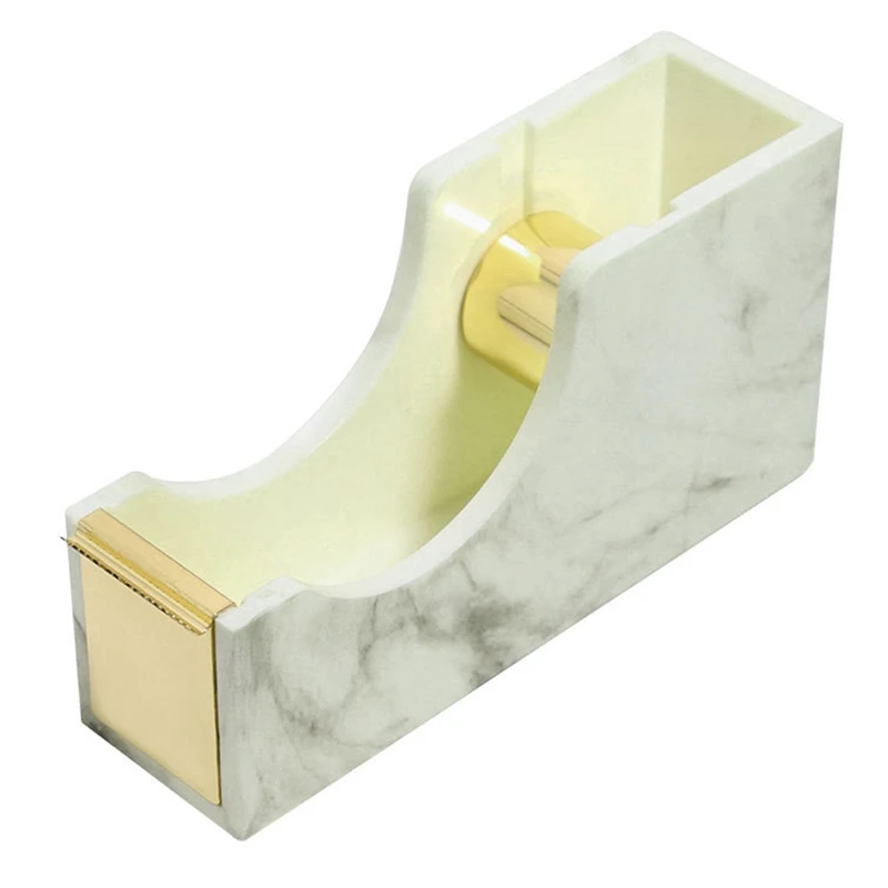 2PCS Creative Stationery Marble Pattern Tape Holder Cutter Electroplating Rose Gold And Adhesive Tape Gold Cutter Base