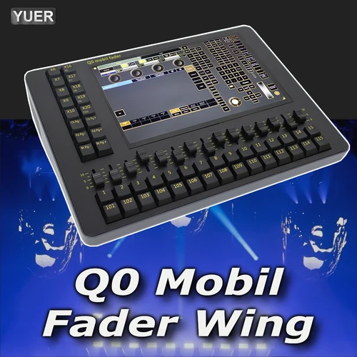 プロフェッショナルコンソールQ0フェーダーウィングDMX512コントローラータッチスクリーン、Q0コマンドウィングDJディスコ4 XLRインターフェースYUERと接続
