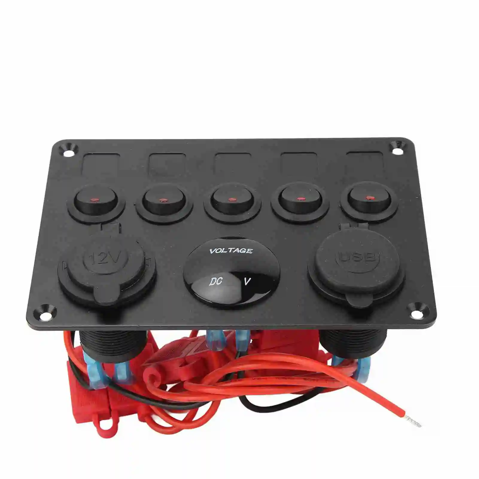 

Водонепроницаемая панель переключателей на 5 кнопок, 12-24В, со светодиодной подсветкой и цифровым вольтметром, для морских судов, лодок, фургонов, прицепов, грузовиков