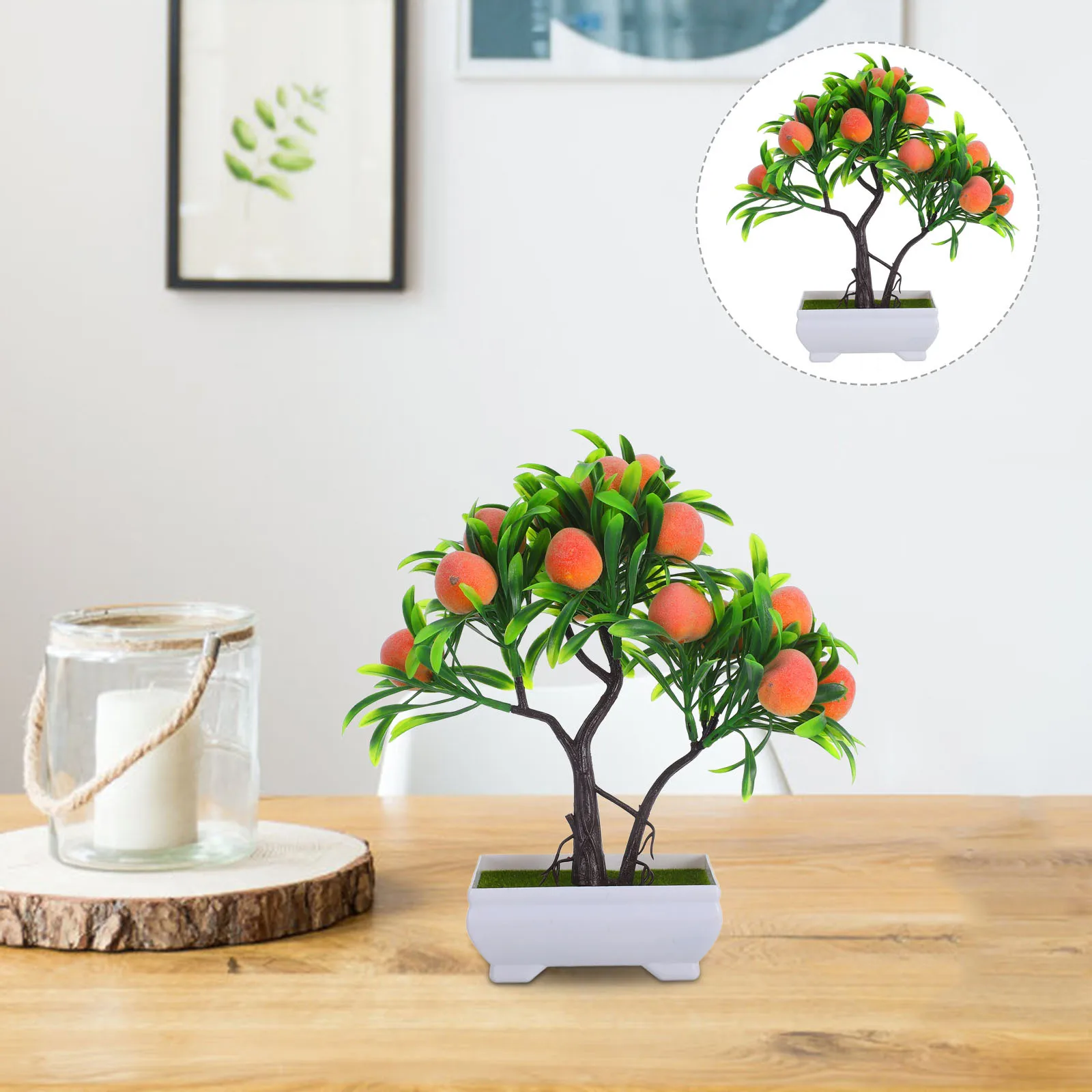 

Lifelike Artificial Potted Peach Tree Bonsai Fake Plant Decor for Home Office Desk Indoor Ambience Enhancement