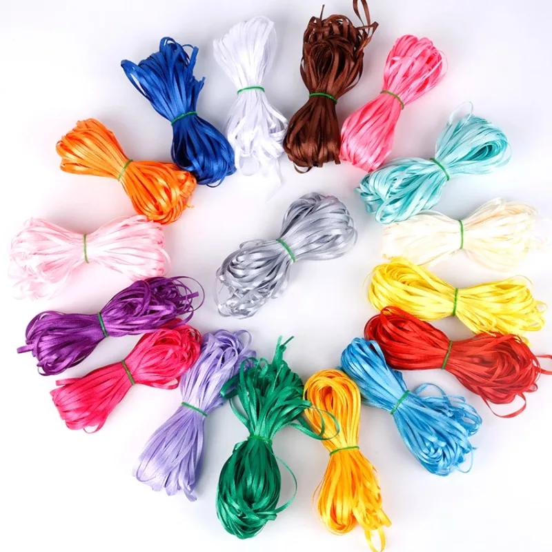 1/8'' 0.3cm 10meters Multi Colors Satin Ribbons Wedding Party Gift Pack Ribbon Christmas Decoration DIY Bow Accessories Ribbon