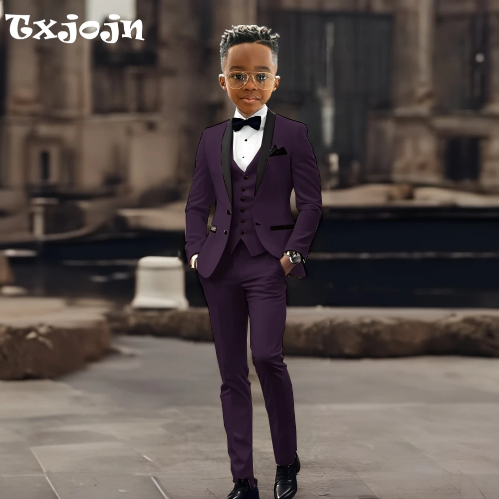 

Fast Delivery Kids Suit Set 3 Pieces Wedding Ring Bearer Outfit,Handsome Shawl Lapel Boys Slim Fit Tuxedo Party Outfit Plus Size