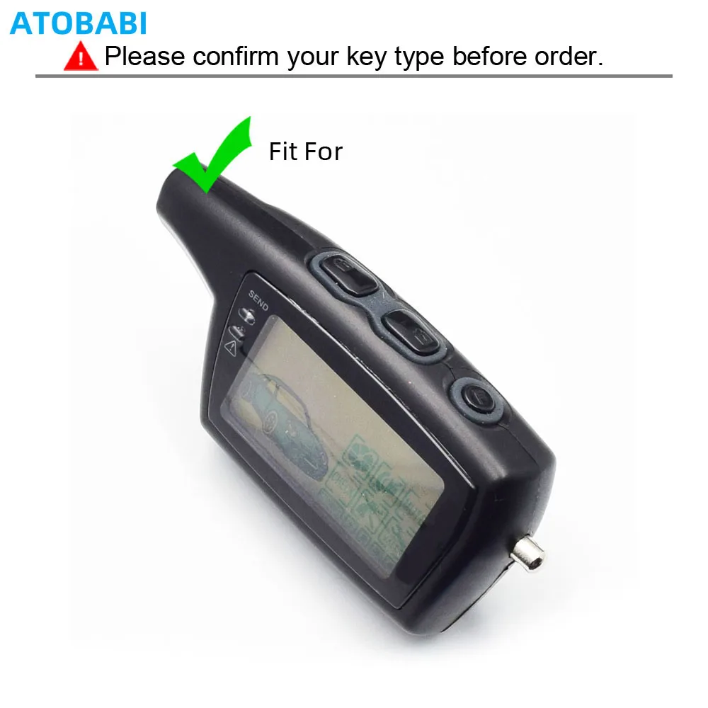 Graue Leder-Autoschlüsselhülle für Pandora DXL 3000 3170 3250 3290 3500 3700 Russland Zwei-Wege-Auto-Alarmsystem LCD-Fernbedienungs-Fob-Hülle – Detail 2