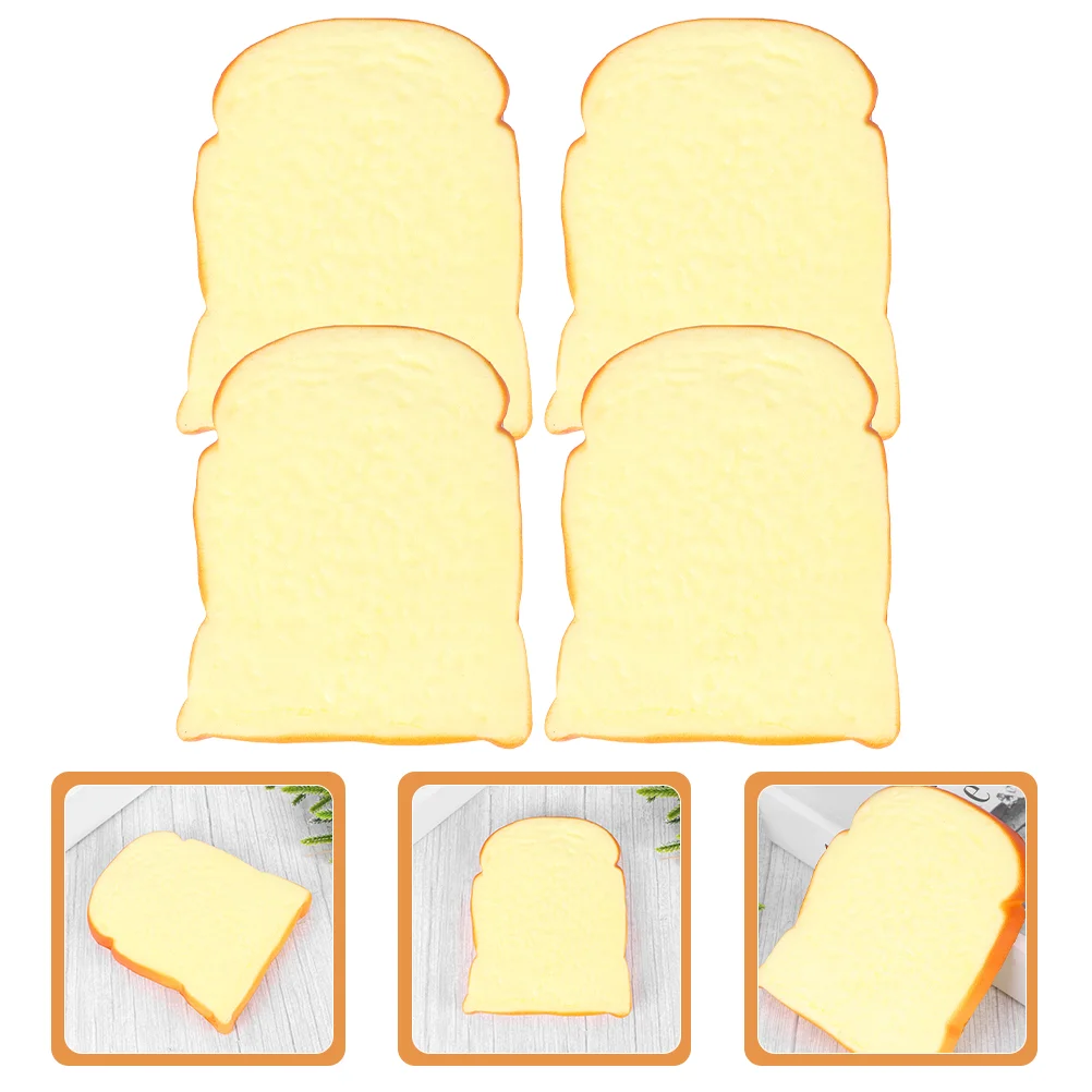 4Pcs Realistic Toast Models Fake Bread Ornaments Simulated Toast Decor Photo Prop artificial toast model