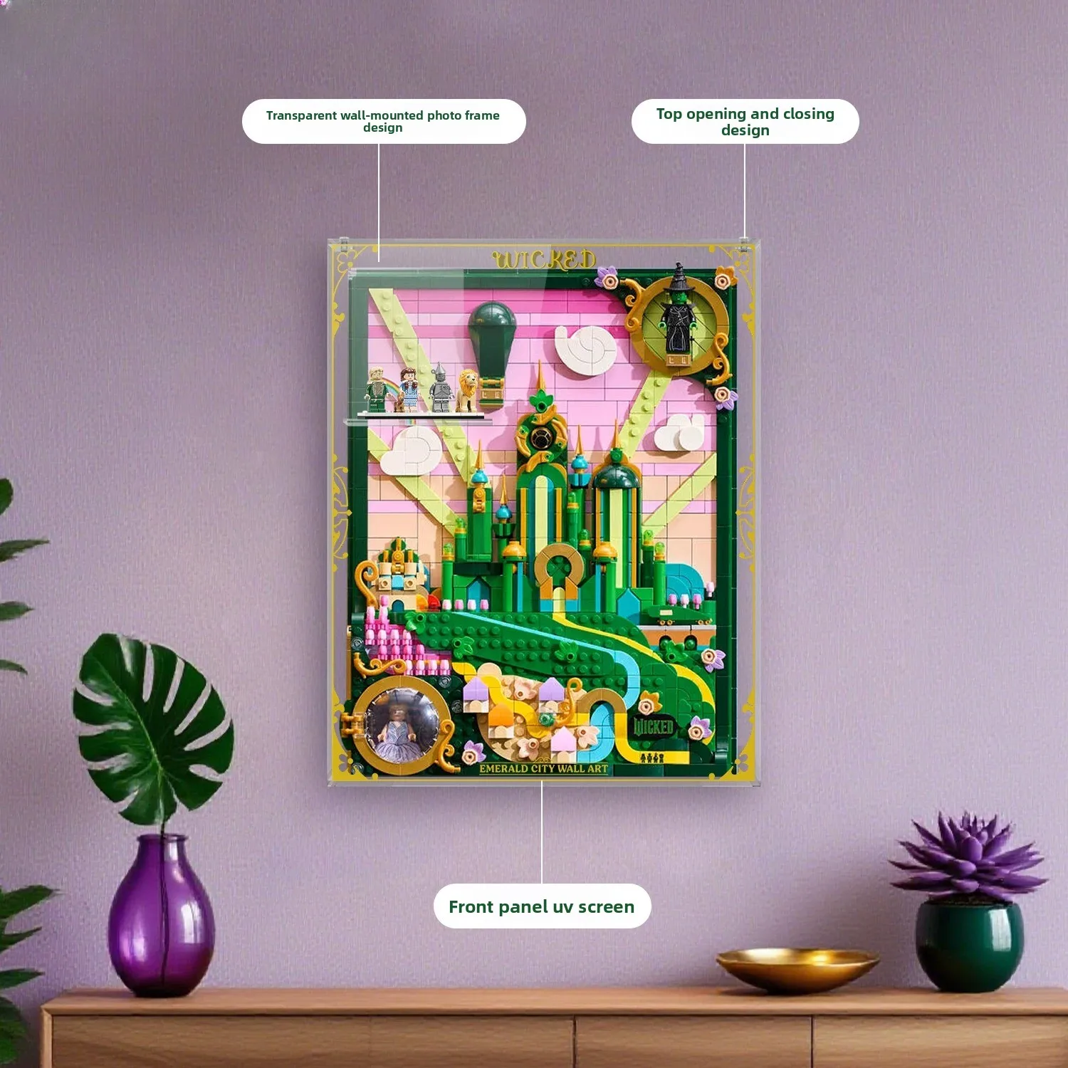Suitable for LEGO Wicked Witch Series 75685 Emerald City Art Painting Display Box Wall-mounted Photo Frame Stunning Visual Feast