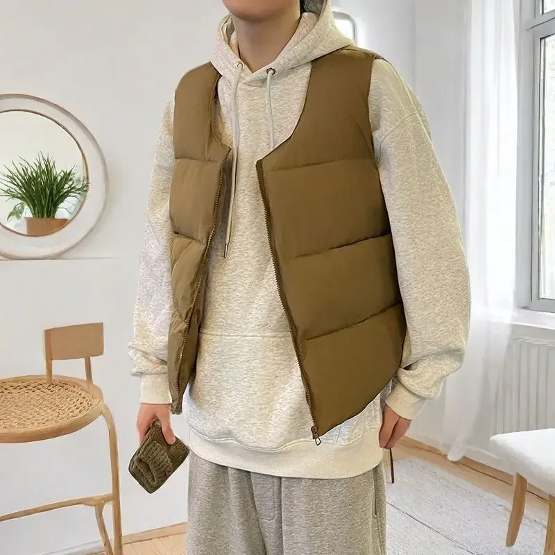 

Men's Thickened Down Cotton Hoodie Vest Loose Fit Sleeveless Outdoor Warmth Streetwear Vest for Men Autumn Winter Clothing