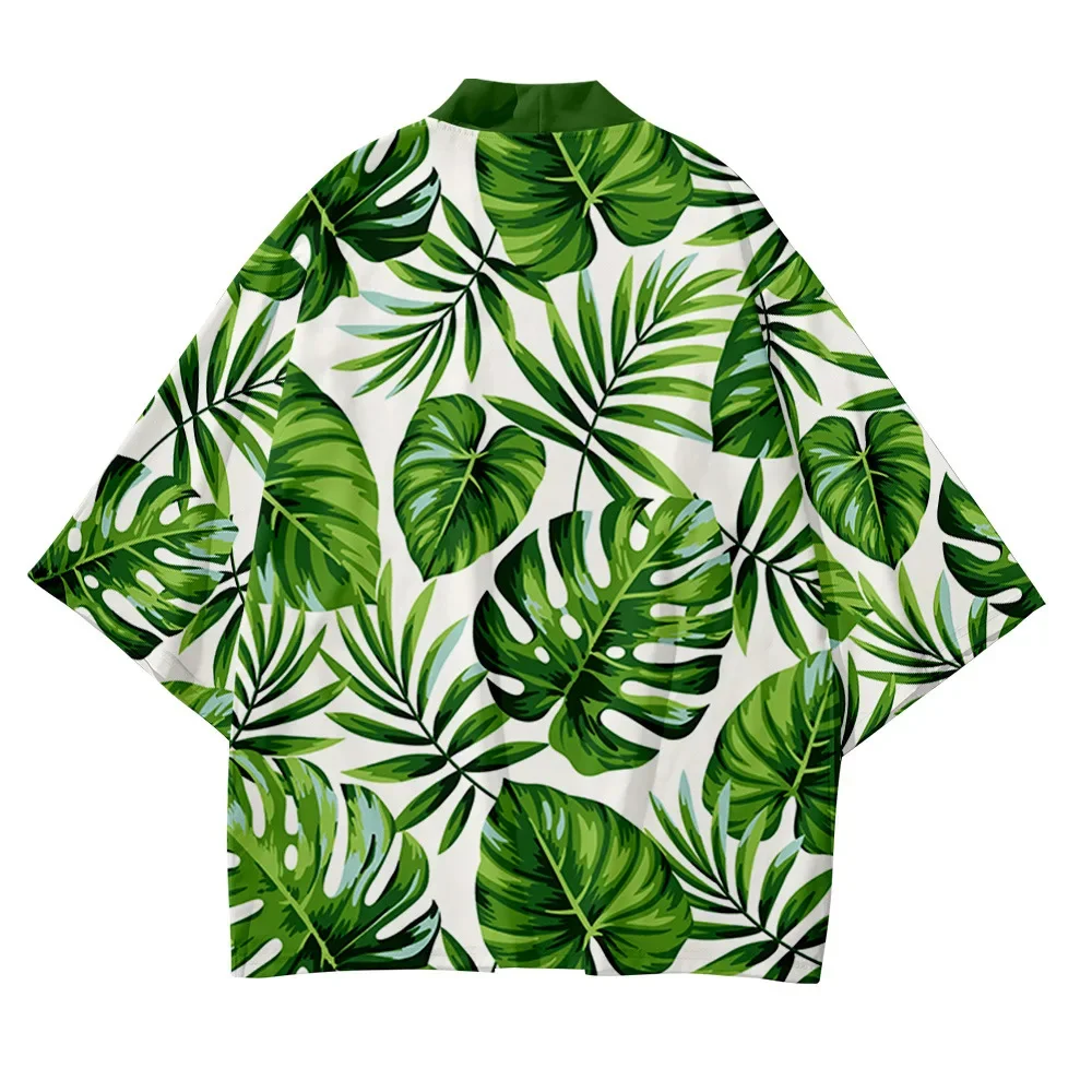 

Fashion Kimono Haori Yukata Streetwear Kimono Unisex Tops Robe Tropical Plant Beach Bathrobe Cosplay Japanese Harajuku Clothes