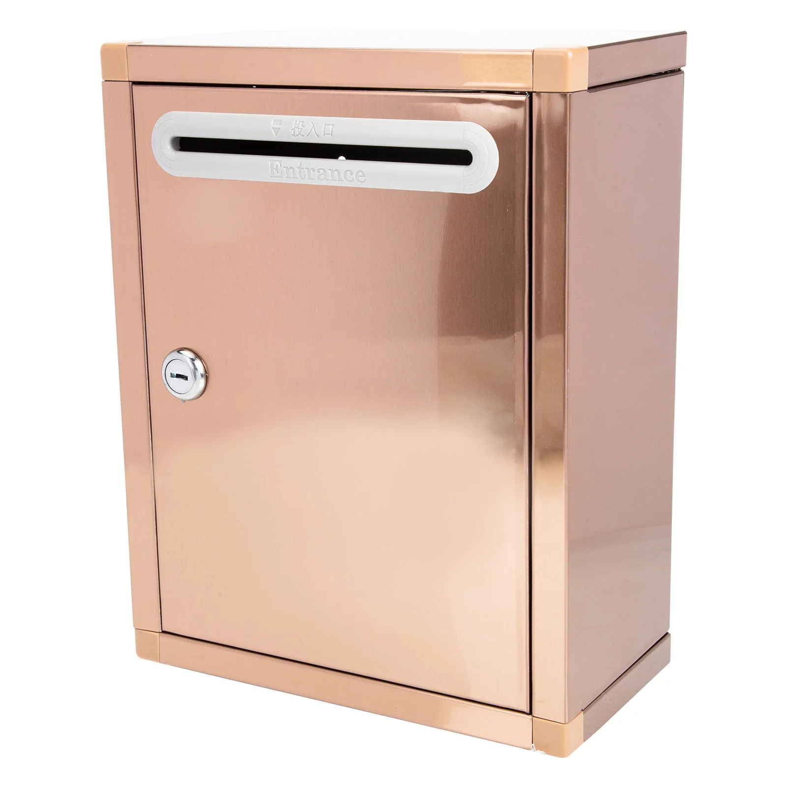 Stainless Steel Mailbox Office Wall-mount Mailboxes Supplies Letter Storage Container Metal with Lock