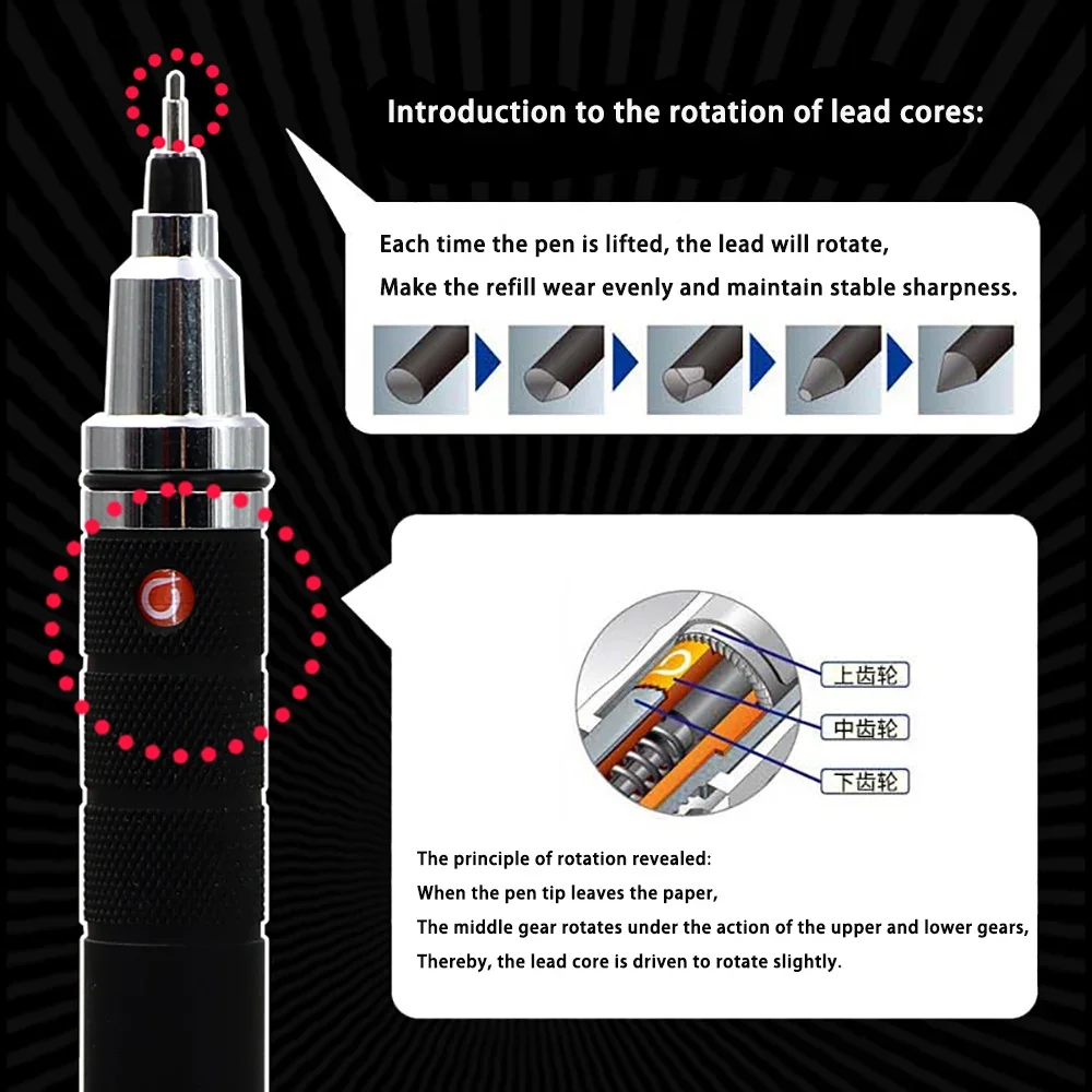 Uni Mechanical Pencil Set M5-1017 Kuru Toga Roulette Model Automatic Lead Spin 0.5mm Office School Supplies Japanese Stationery image 3