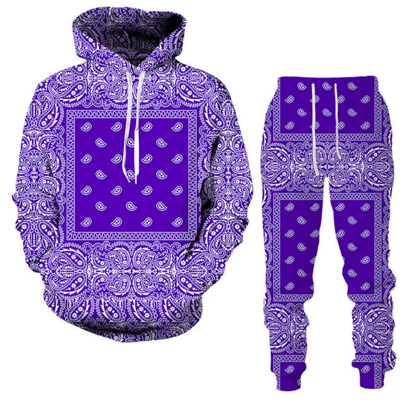 

3D Bandana Printed Hoodie + Pants Suit Cool Men/Women 2 Pcs Sportwear Tracksuit Set Autumn and Winter Men's Clothing