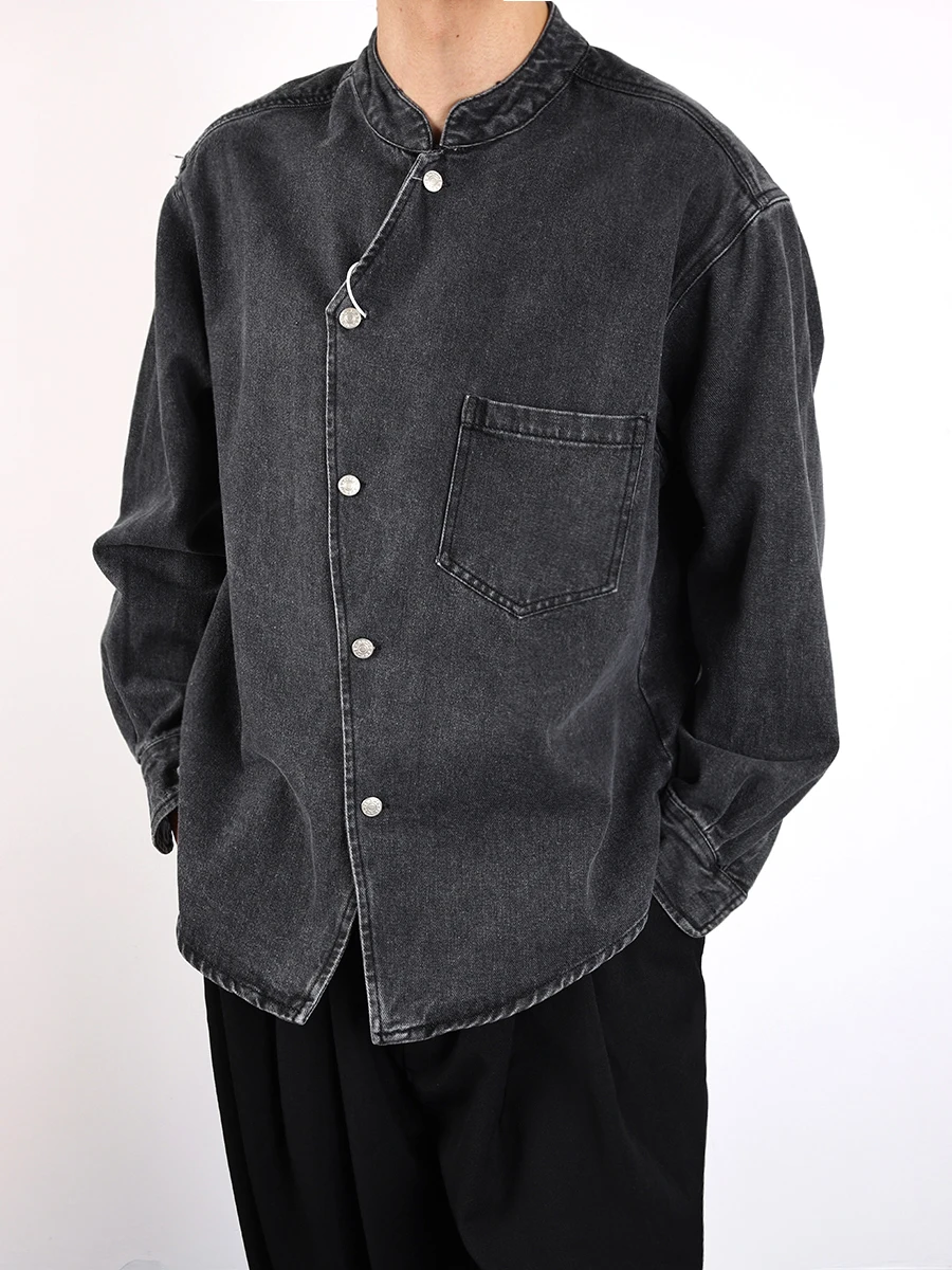 

New Chinese Sle Heavyweight Tang Suit Long Sve Loose Casual Jaet Trendy Cotton Polyester Blend Youth Faion Autumn Wear