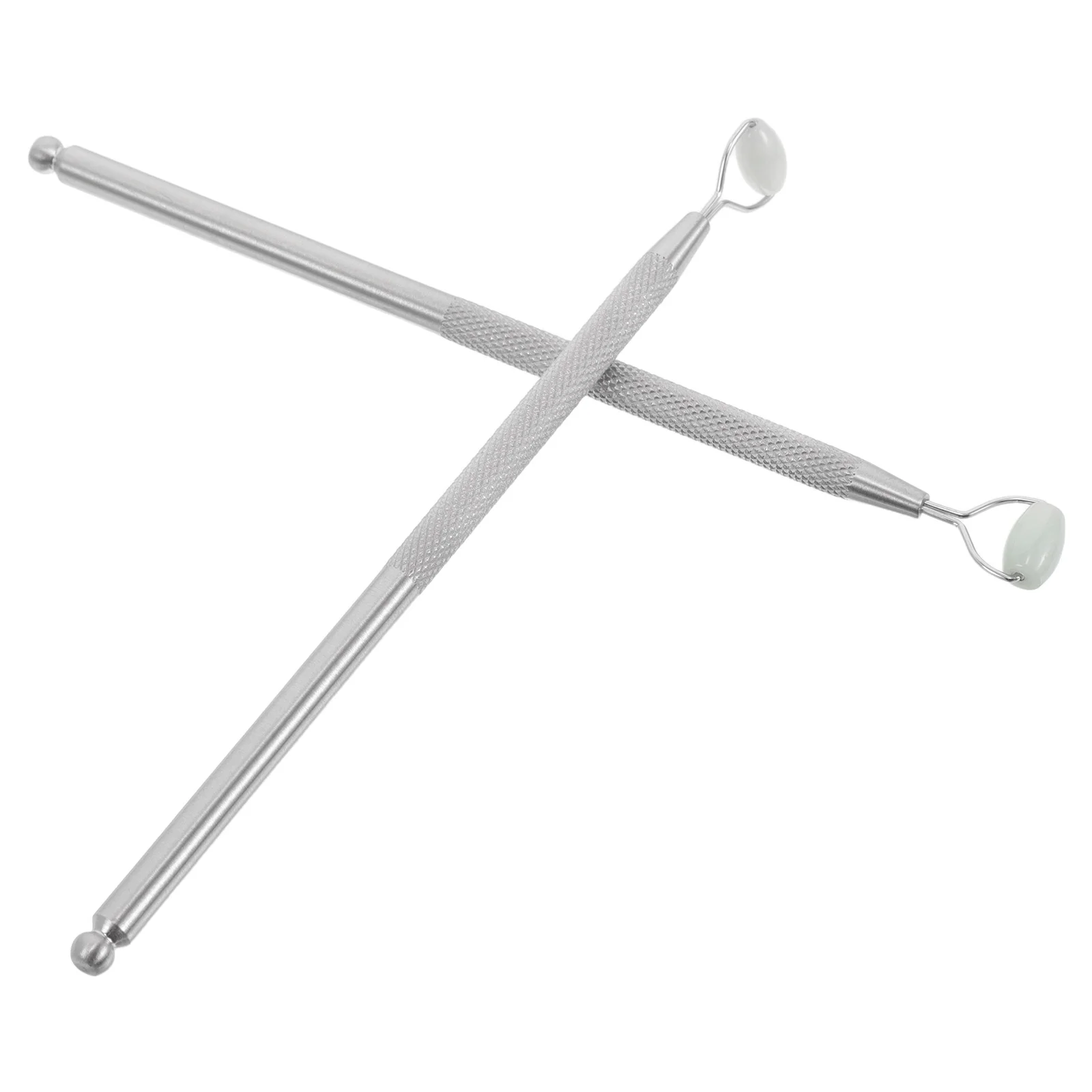 ลูกกลิ้งนวดหน้าหยก 2 ชิ้น สำหรับนวดจมูก ลดบวม กระชับผิวหน้า อุปกรณ์ดูแลผิวแบบพกพา ไม้กดนวดหน้าหยก