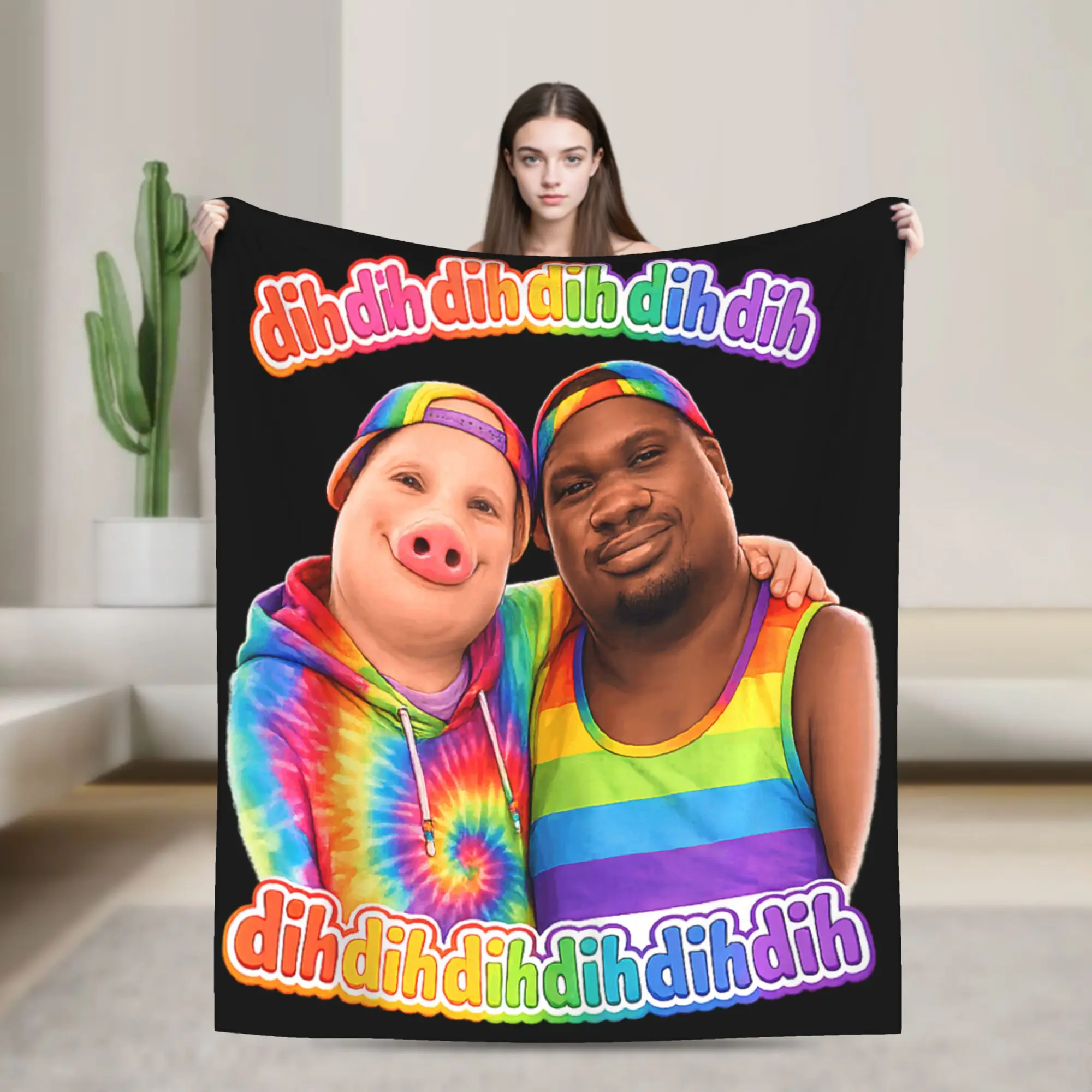 John Pork Dequavious Pork Dih Gay Pride Month Brainrot Meme Flannel Blankets Girl Warm Throw Blanket Spring Home Decor Bedspread