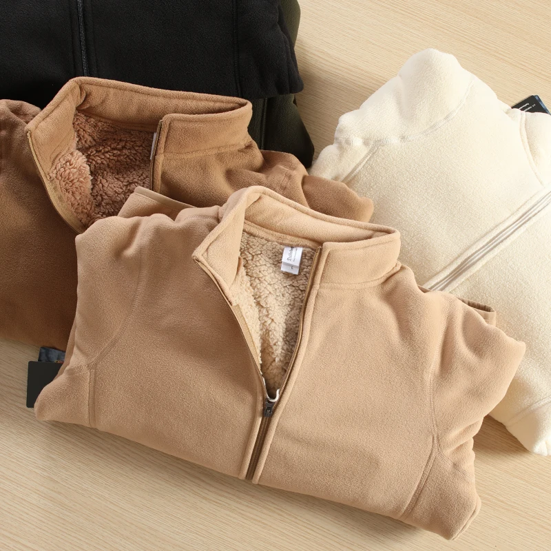 

Двухслойная утепленная куртка с флисовой подкладкой и воротником-стойкой, осенне-зимняя молодежная модная верхняя одежда на молнии для мужчин