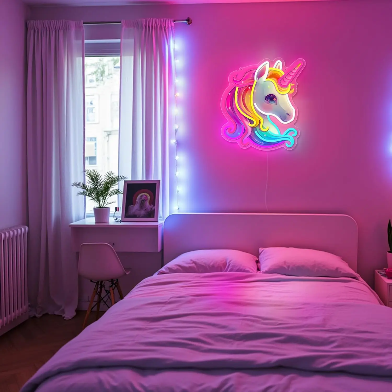 Unicórnio luz de néon para decoração do quarto arco-íris luz noturna mágica para crianças meninas quarto festa decoração alimentado por usb presente romântico