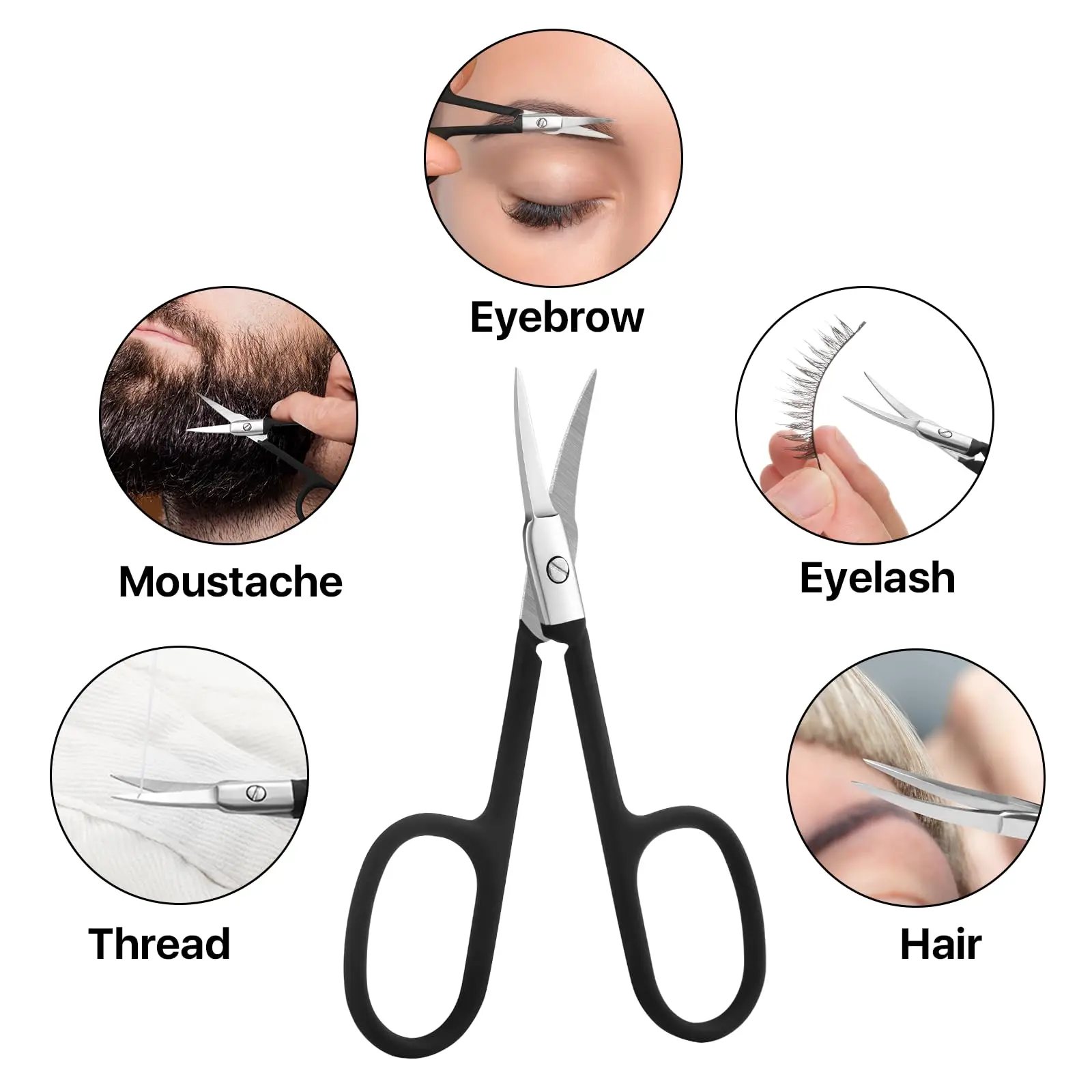 Premium Grooming Scissors for Men and Women, Nose Hair Trimmer for Men, Curved Tip Clippers for Facial Hair,Eyebrow, Nose Hair