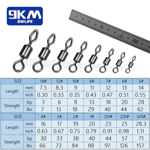 Imagen 2 del producto Giratorios de pesca, 25 ~ 100 Uds., conector de sedal de pesca giratorio con ojo de diamante, accesorios de pesca de carpa, anillos sólidos, aparejos de pesca