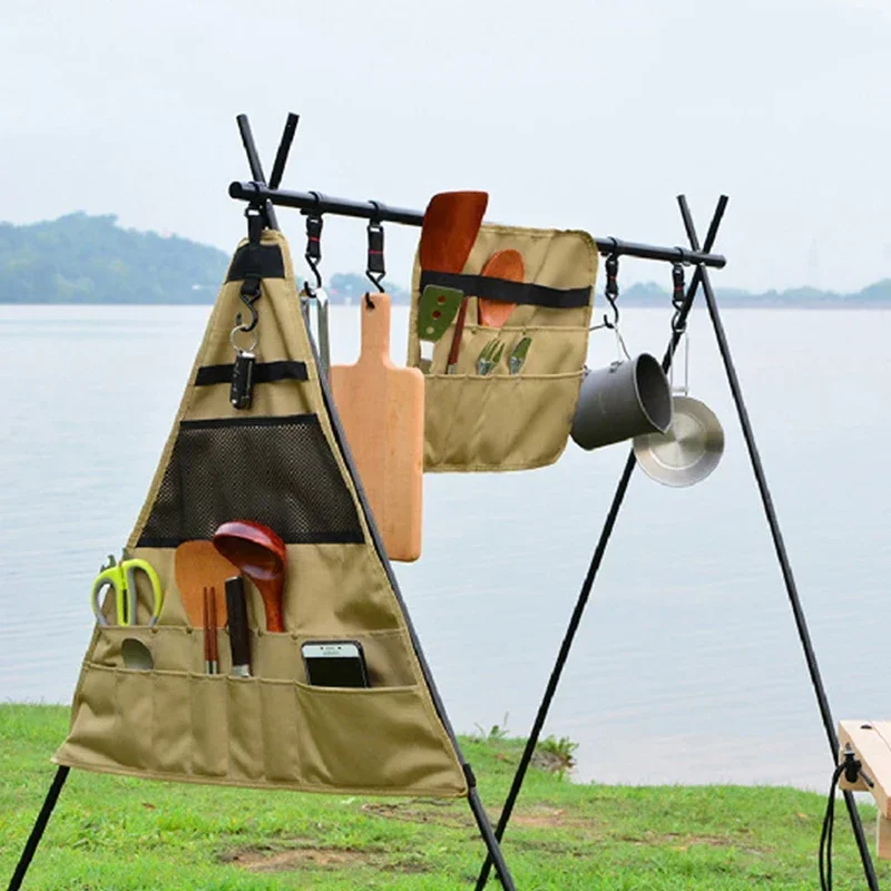 

Outdoor Travel Picnic Tableware Storage Hanging Bag Portable Camping Barbecue Kitchen Utensils Spoon Fork Storage Bag