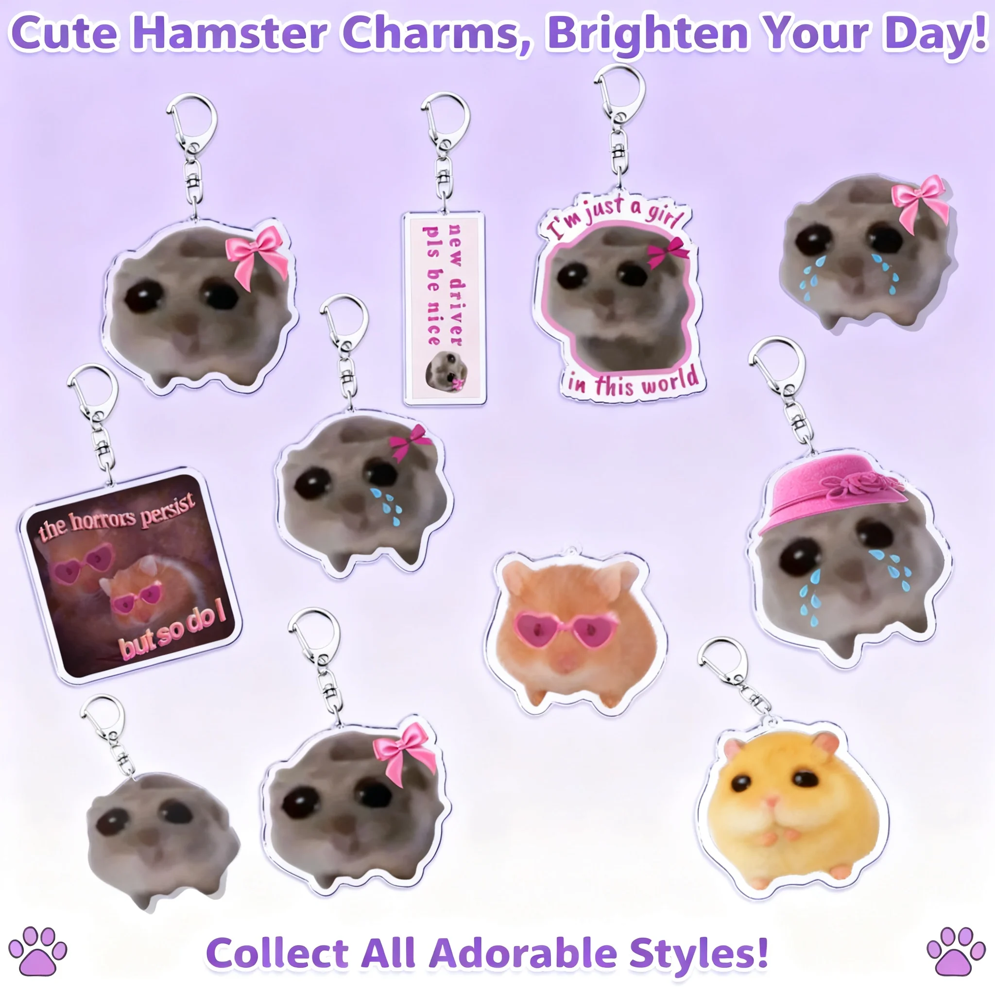 

Cute Hamster Acrylic Keychain Phone Keychain Bag Decor Pendant Printed Keychain Accessories