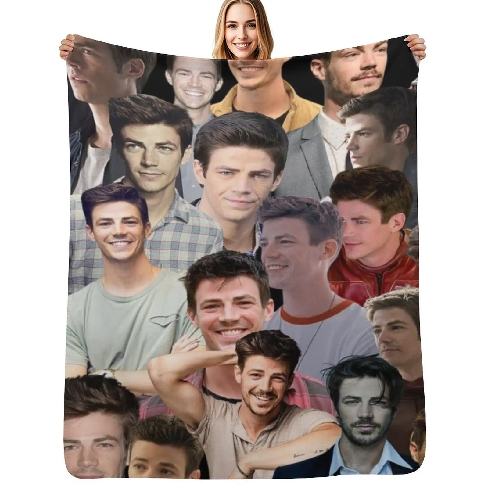 

grant gustin photo collage Throw Blanket Faux Fur Soft Warm Blanket for Bed