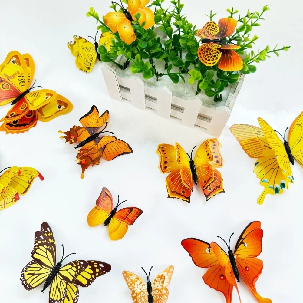 3D Double Layer Butterfly Wall Stickers 72 PCS PVC Decals for Enhancing Wall Decor in Living Rooms and Bedrooms