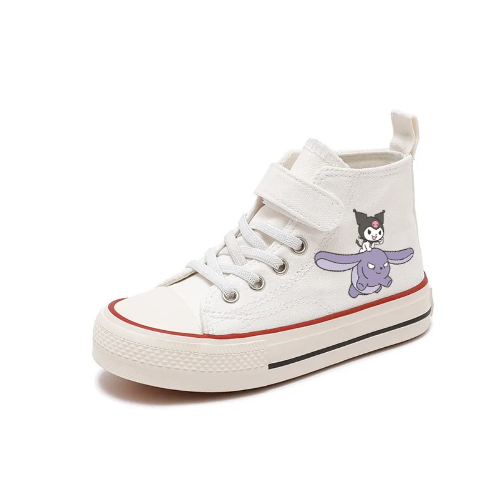 Kuromi-zapatos de lona para niño y niña, zapatillas deportivas informales con estampado de dibujos animados, tenis de fondo plano