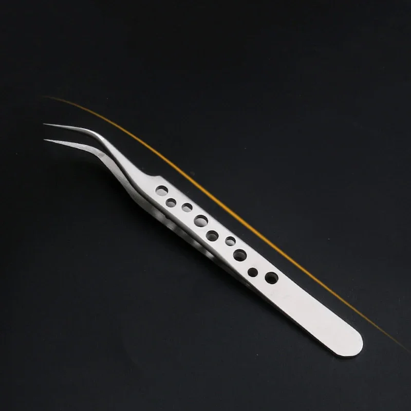 1/2Pc Professional High Precision Stainless Steel Tweezers Curved Straight Tip Tweezer for Eyelash Extensions Eyebrow Tweezers