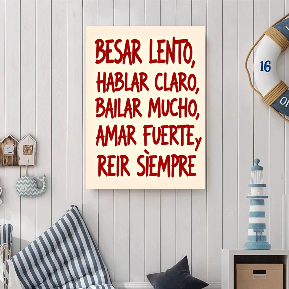 1PC-Unframed Canvas poster wall decoration  Love Quote Poster Slow Kiss Clear Speak Dance Love Strong Laugh Always