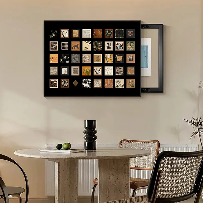 Medieval style meter box dining room decorative painting black advanced sense cover ugly living room background wall