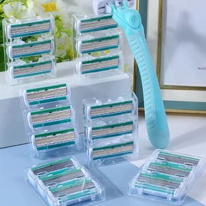 Manuelle Sicherheitsklinge für Frauen, Edelstahl, Haarentfernung, Rasierklingen, austauschbarer Rasierkopf, 6 Schichten, 1 Riemen + 18 Klingen 11 Hauptverkäufe FACAO 18 Zoll - №7