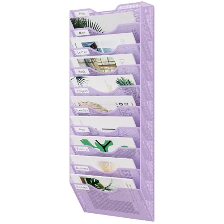 

Настенный органайзер для файлов с 10 карманами из сетчатой ткани, подвесной держатель для бумаг с классификационными этикетками, вертикальный настенный органайзер для почты для офиса