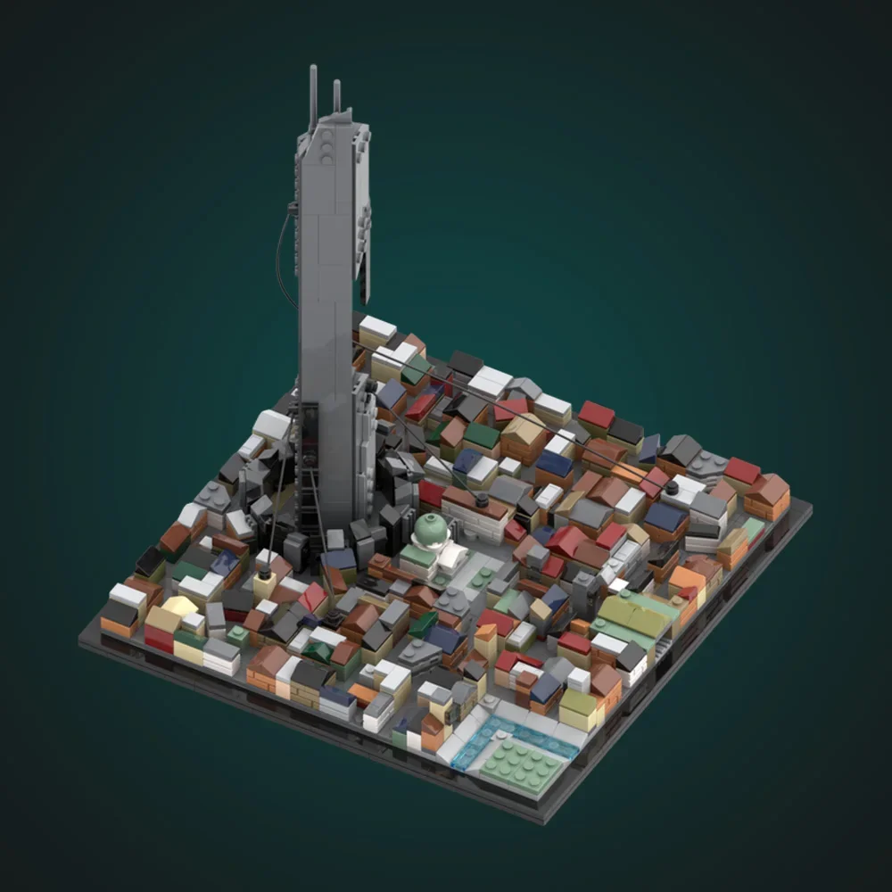 Gobricks MOC 게임 장면 스카이 라인 시티 17 빌딩 블록 하프 라이프 2 모델 아키텍처 벽돌 어린이를위한 조립 장난감 선물