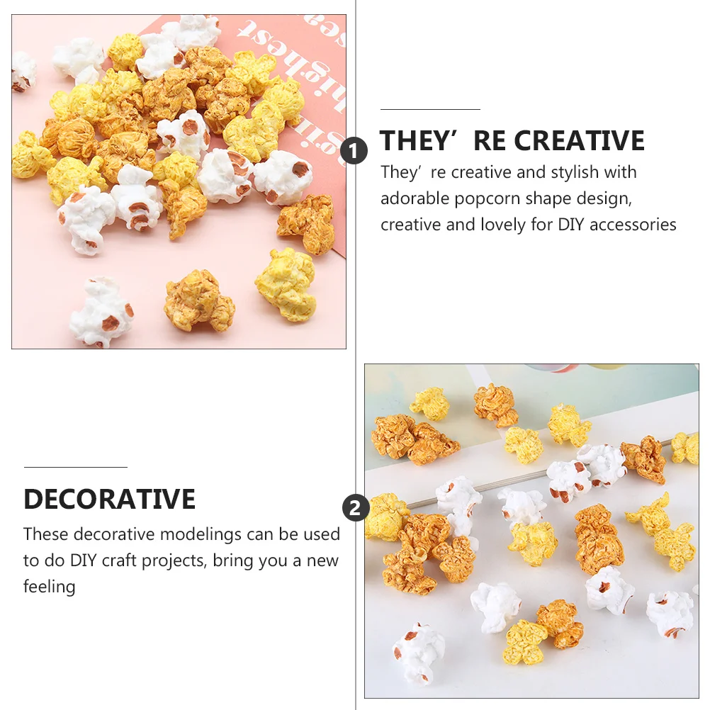 

30pcs Creative Resin Popcorn Accessories Stylish Diy Craft Decor Simulation Popcorn Ornaments For Phone Case Earring Jewelry
