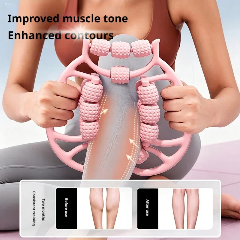 Upgraded 18-Roller Leg Slimming Massager Ring Clip Spiky Foam Roller for Calf & Thigh Muscle Relaxation & Anti-Cellulite Shaping