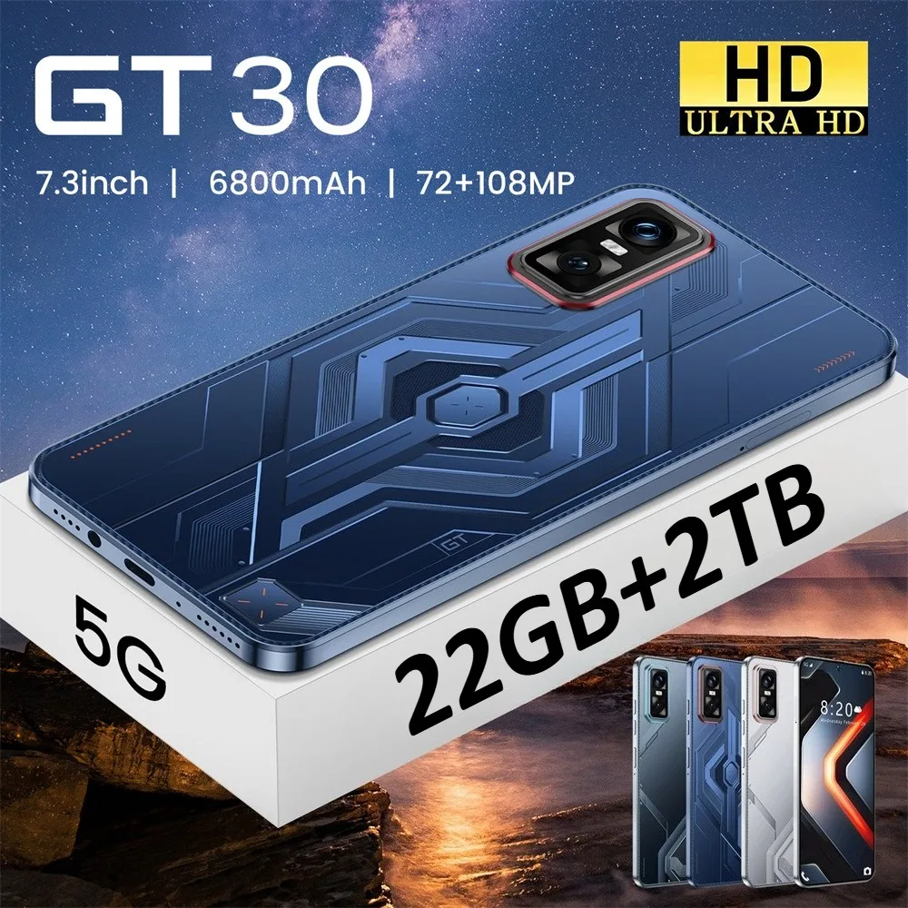 

ГОРЯЧАЯ НОВИНКА GT30 7.3HD Global Edition 2025 Оригинальный Android 14 Smart Dual Card 6800 мАч Батарея Функция распознавания лиц
