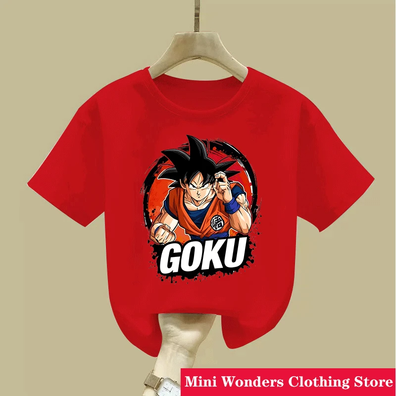 Dragon Ball Z Goku Kinder-T-Shirt, kurzärmliges T-Shirt mit Anime-Aufdruck, perfekt für Anime-Fans. Sommerliches, lässiges Baumwoll-T-Shirt – Detail 3