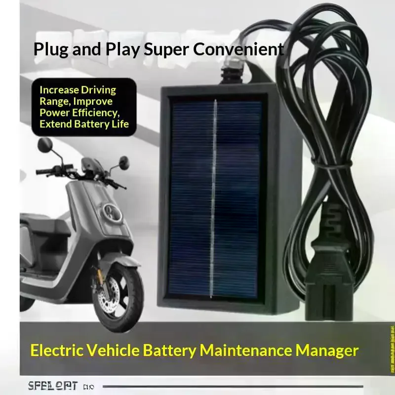 Solar Battery Maintainer With 12V To 148V Compatibility Efficient Charging For Electric Vehicles Motorcycles