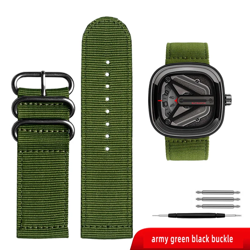 26mm 28mm Large size nylon strap male  For Seven on Friday M2/Q201/02/03 Diesel watch band army green Wrist watch accessories