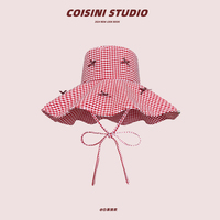Summer Fresh Sweet Versatile Straps Women's Caps Outdoor Travel Sunscreen Fashion Big Brim Show Face Small Casual Bucket Hat