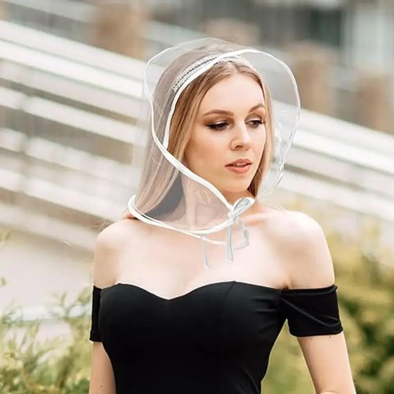 Clear Reusable Waterproof Rain Hat Easy Storage Wide Brim Foldable for Women Commute Cycling Rainy Use