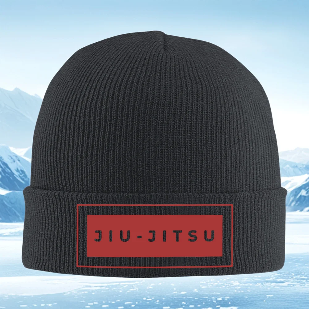 Jiu-Jitsu palabras rectángulo negro rojo hombres mujeres Unisex sombrero de punto gorro Jersey gorra invierno térmico cálido Nav