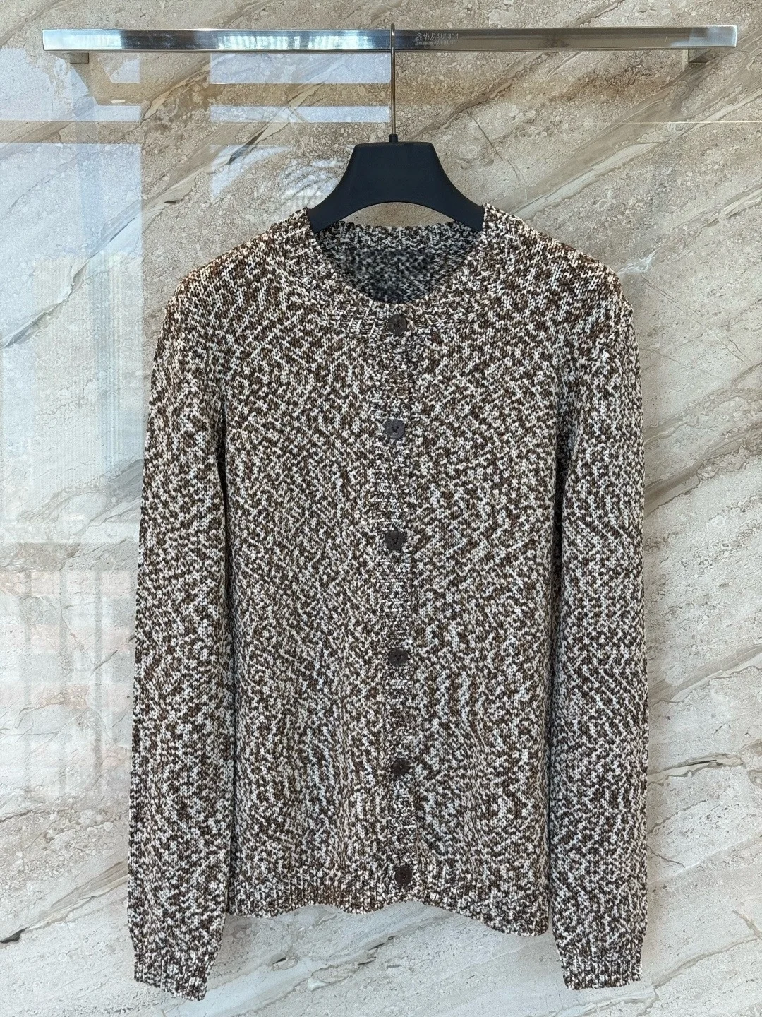 

Женский вязаный кардиган, зимний, винтажный, элегантный, из твида, с круглым вырезом, на пуговицах, свитер, женский, серый, белый, повседневный, осенний, верхняя одежда, топ