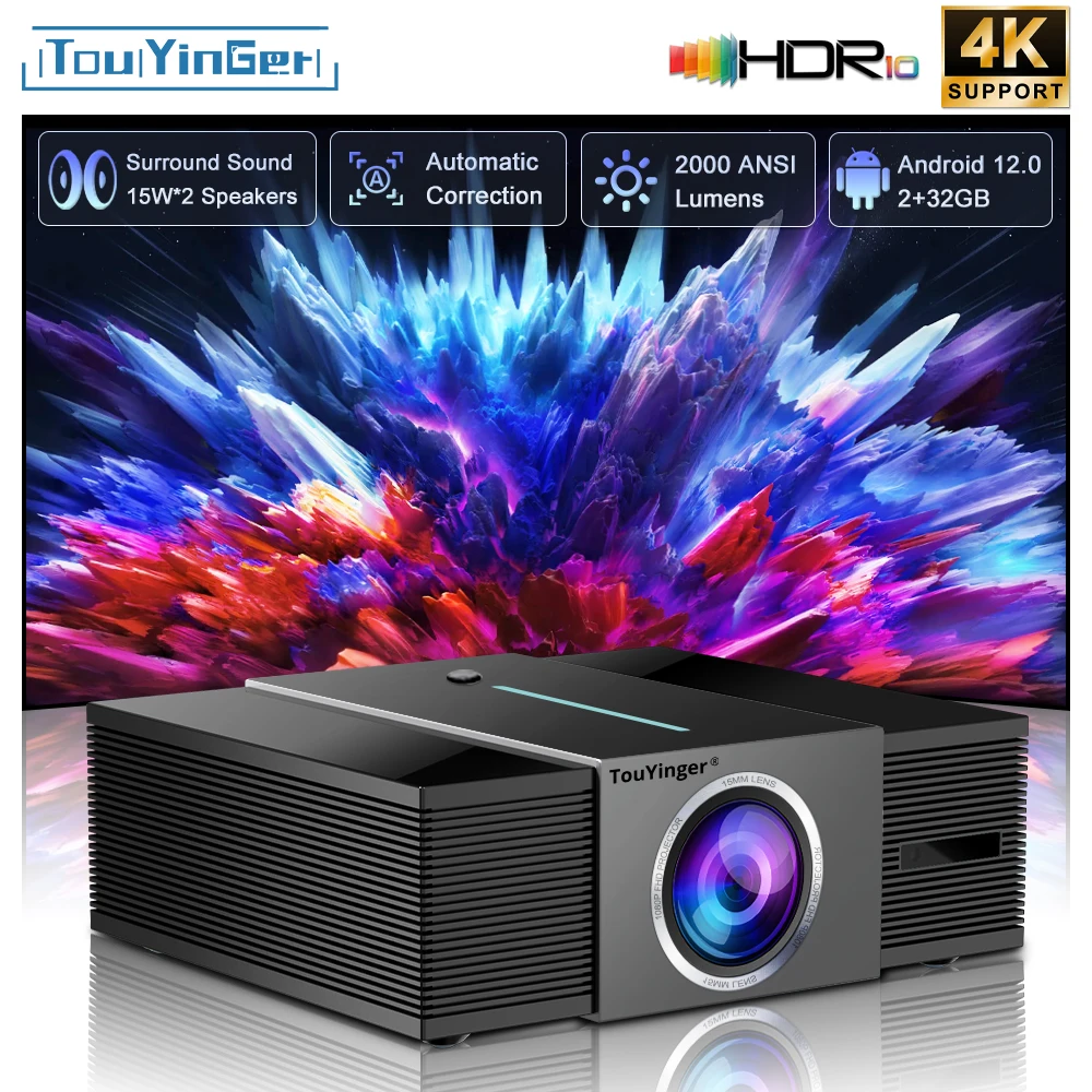 

Touyinger Q11W Ultra Fully Enclosed Full HD 4K Video WiFi Android High Sound Low Power Consumption Home Theater Projector