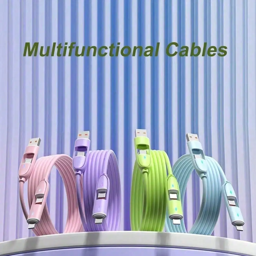 

Кабель для зарядки IHAO Multi Connectors USB A/Type C на USB Type C с быстрой зарядкой PD, гибкий и прочный, из жидкого силиконового каучука